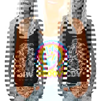 Tie Dye Hippie Peace Sign Groovy Women Tank Top - Thegiftio