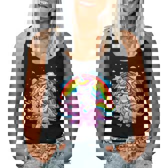 Unicorn Riding Dinosaur Triceratops Boys Girls Rainbow Women Tank Top - Thegiftio