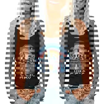 Vintage Chicago Illinois City Skyline Retro Women Tank Top - Thegiftio