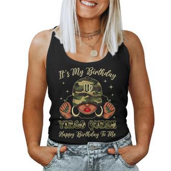 Virgo Queen Black Woman With Cap Camo It's My Birthday Women Tank Top - Thegiftio UK