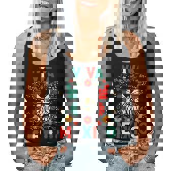 Viva Mexico Mexican Butterfly Independence Day Flag Mexico Women Tank Top | Mazezy