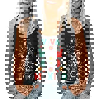 Viva Mexico Mexican Butterfly Independence Day Flag Mexico Women Tank Top - Seseable