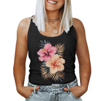 Watercolor Tropical Hibiscus Flowers Floral Summer Women Women Tank Top - Thegiftio UK