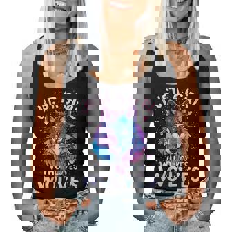 Wolf Colorful Just A Girl Who Loves Wolves Women Tank Top - Thegiftio