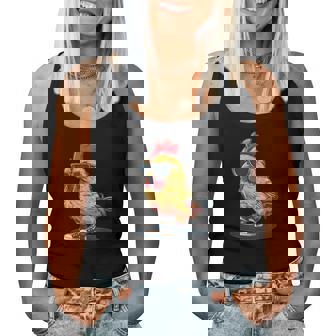 おもしろチキンウェア サングラスと靴 男の子と女の子向け レディースタンクトップ - Kawaiitshirt