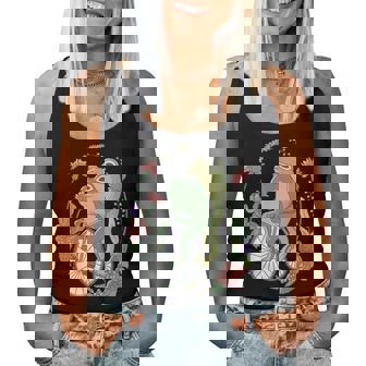 かわいい カエル 自転車 花 カワイイ 美的 気まぐれなロマンチック レディースタンクトップ - Kawaiitshirt