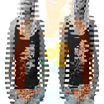 ひまわりの花束 春のフローラルガーデン 黄色の花 レディースタンクトップ - Kawaiitshirt