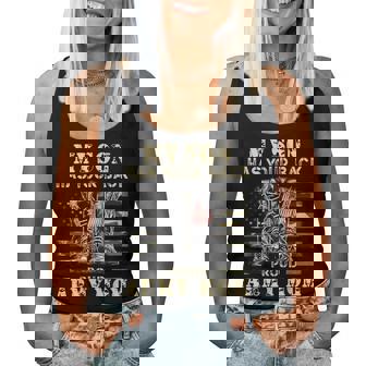 メンズ アメリカ国旗デザイン Myon Has Your Back Proud Army Mom レディースタンクトップ - Kawaiitshirt