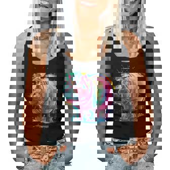 カバ 男性 女性 カラフル 水彩 カバ レディースタンクトップ - Kawaiitshirt