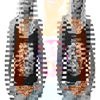 キツネ 九尾狐と日本アニメ 女の子 レディースタンクトップ - Kawaiitshirt