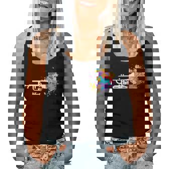 トランペット 女性 男性 音楽 教師 カラフル コルネット コルネティスト レディースタンクトップ - Kawaiitshirt