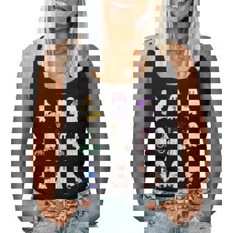 ハロウィンカラフルスペクタクル：9のお化けの魔法の夜 For And Men レディースタンクトップ - Kawaiitshirt