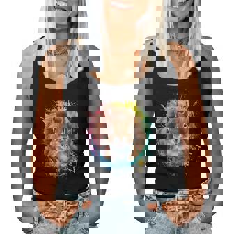 リス 男性 女性 カラフル 水彩 リス レディースタンクトップ - Kawaiitshirt