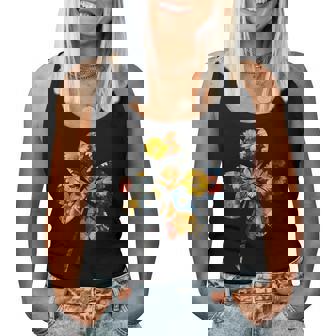 四つ葉のクローバーのシルエット 花 植物 花柄 レディースタンクトップ - Kawaiitshirt