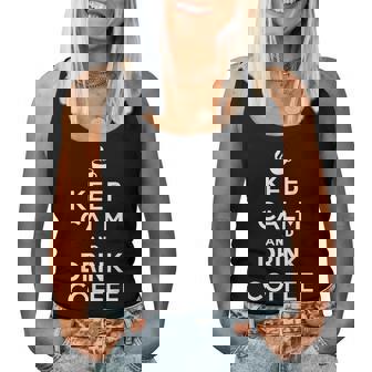 平静を保ち コーヒーを飲む Keep Calm And Drink Coffee レディースタンクトップ - Kawaiitshirt