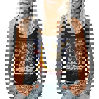 東京 東京タワーと花火大会 日本 漢字 By Kana Kanjin レディースタンクトップ - Kawaiitshirt