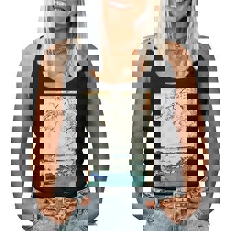 桜の花 ジャパニーズ・ヴィンテージ・アート 歌川 広重 隅田川水神の森真崎 名所江戸百景 レディースタンクトップ - Kawaiitshirt