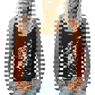 犬 ギタリスト ギター シーズー Dad Mom レディースタンクトップ - Kawaiitshirt