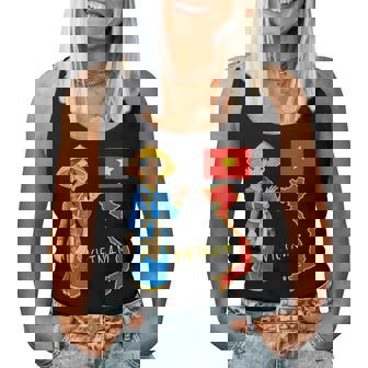 美しい笑顔のベトナムの女の子、旗とベトナムの地図 レディースタンクトップ - Kawaiitshirt