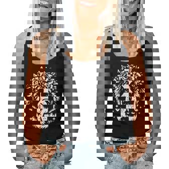 花のセントバーナード犬の花のグラフィック デザイン レディースタンクトップ - Kawaiitshirt