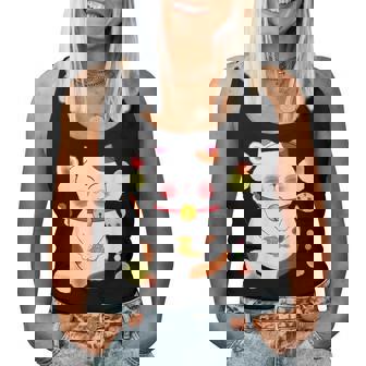 花より団子猫 Cat 猫 メンズ レディース ペット 動物 和風 キャラt レディースタンクトップ - Kawaiitshirt