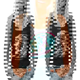 面白い猫 サーフィン ギフト 男性 女性 子供 面白い 猫 サーファー レディースタンクトップ - Kawaiitshirt