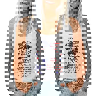 All American Girl 4Th Of July Daughter Messy Bun Usa Women Tank Top - Thegiftio