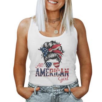 All American Girls 4Th Of July Messy Bun Women Tank Top - Thegiftio UK