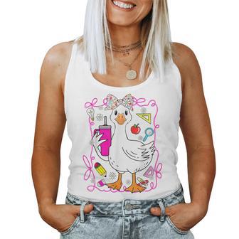 Back To School Silly Goose Coquette First Day Of School Girl Women Tank Top - Thegiftio UK