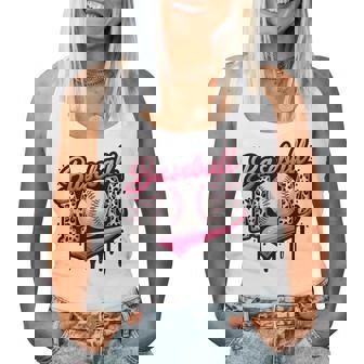 Baseball Mom Pink Leopard Ice Cream Drip Mother's Day Women Tank Top - Thegiftio UK