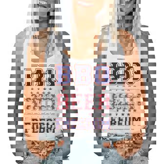Bbq Beer Freedom レディースタンクトップ - Kawaiitshirt
