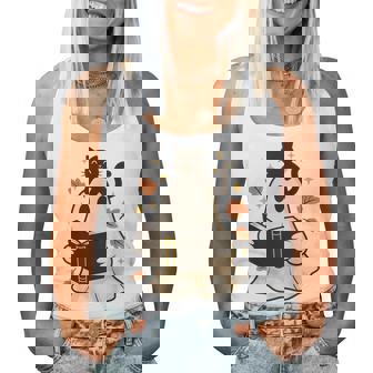 Books Ghost Reading Book Halloween Library Black Cat Fall Women Tank Top | Seseable CA