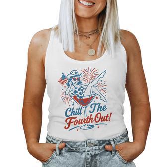 Chill The Fourth Out July 4Th Fireworks Martini Glass Women Tank Top - Thegiftio UK