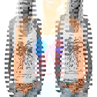 Coquette Bow Usa Patriotic American Flag 4Th Of July Girl Women Tank Top - Thegiftio