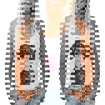 Cute Black Dachshund Dog With Heart Glasses Bubble Gum Women Women Tank Top - Thegiftio