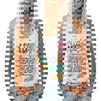 Cute Hello Second Grade Back To School Coquette Teacher Girl Women Tank Top | Mazezy