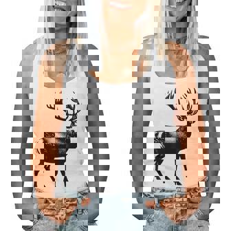 Deer Dad Mom Lover モノクロ 鹿 レディースタンクトップ - Kawaiitshirt