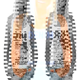 Denim And Diamonds Western Boots Jeans Rodeo Cowgirl Women Tank Top - Monsterry