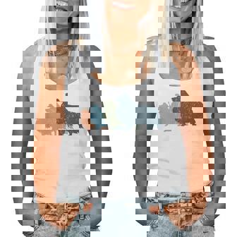 Dog Mom & Dad シルエット ヴィンテージ シェルティ シェットランド シープドッグ レディースタンクトップ - Kawaiitshirt