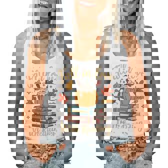 Fall In Love With Reading Autumn Librarian Cute Book Lover Women Tank Top - Thegiftio