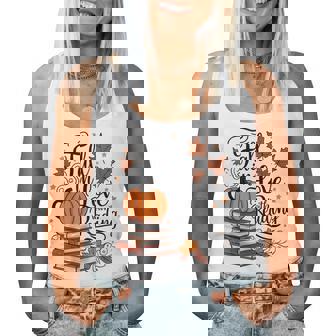 Fall In Love With Reading Book Autumn Pumpkins And Teachers Women Tank Top - Monsterry