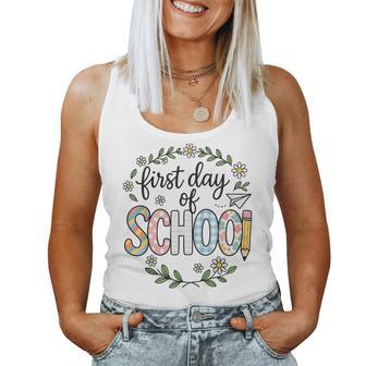 First Day Of School Floral Back To School Teacher Women Tank Top - Thegiftio UK