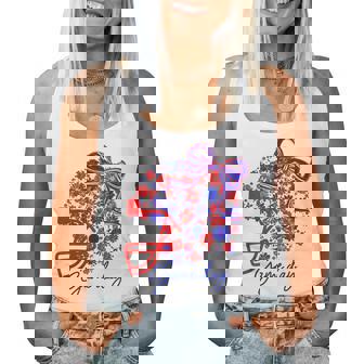 Floral Football Game Day Girly Team Spirit Blue Red & White Women Tank Top - Thegiftio