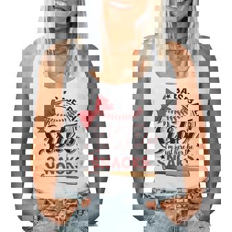 Baseball Sister I'm Just Here For The Snacks Bow Women Tank Top - Monsterry