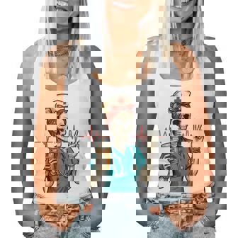 Skeleton Nurse Coffee Lover Halloween Women Tank Top - Thegiftio