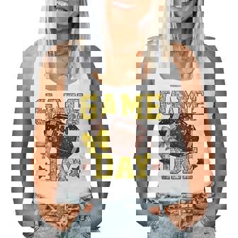 Game Day Touchdown Football Mom Girls Go Cheer Gold Yellow Women Tank Top | Mazezy