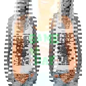 Game Day Touchdown Football Mom Girls Go Cheer Green Women Tank Top | Mazezy