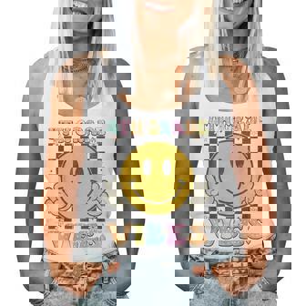 Girls 4Th Grade Vibes Smile Face Back To School Fourth Grade Women Tank Top - Thegiftio