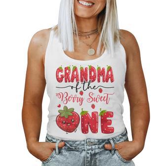 Grandma Of The Berry Sweet One Strawberry First Birthday Women Tank Top - Thegiftio UK