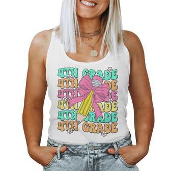 Groovy 4Th Grade Back To School First Day Of Fourth Grade Women Tank Top - Thegiftio UK